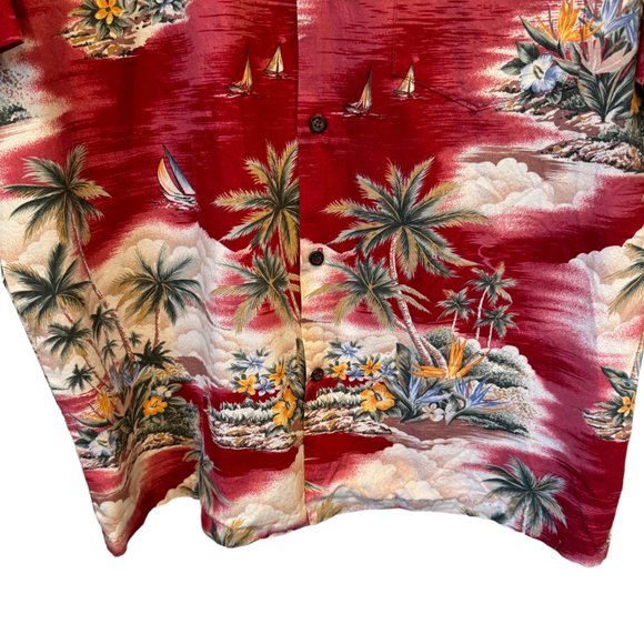 Vintage RJC Hawaiian Shirt Button Up Short Sleeve Magnum PI Palm Trees Floral - Picture 10 of 16
